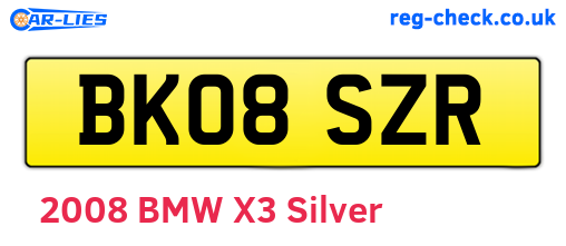 BK08SZR are the vehicle registration plates.