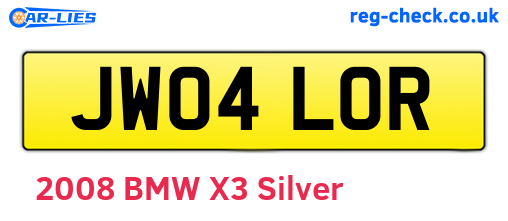 JW04LOR are the vehicle registration plates.