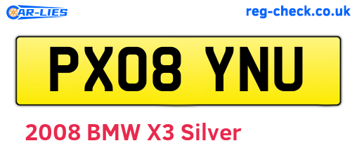 PX08YNU are the vehicle registration plates.