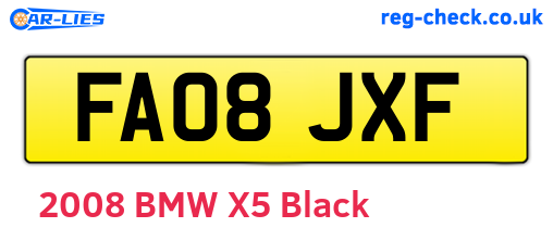 FA08JXF are the vehicle registration plates.