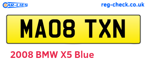 MA08TXN are the vehicle registration plates.