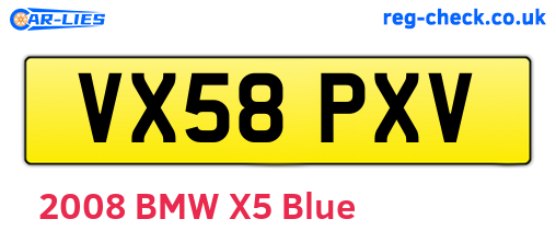 VX58PXV are the vehicle registration plates.