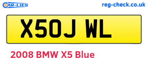 X50JWL are the vehicle registration plates.