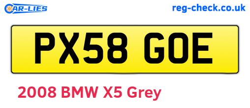 PX58GOE are the vehicle registration plates.