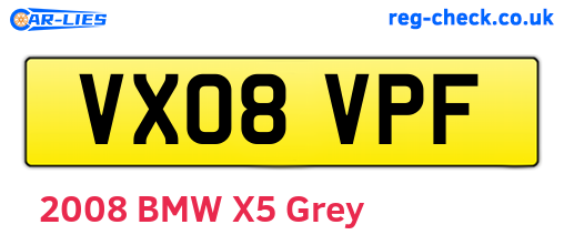 VX08VPF are the vehicle registration plates.