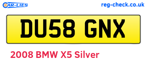 DU58GNX are the vehicle registration plates.