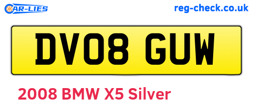 DV08GUW are the vehicle registration plates.