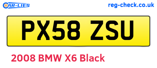 PX58ZSU are the vehicle registration plates.