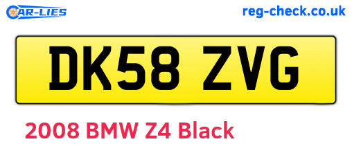 DK58ZVG are the vehicle registration plates.