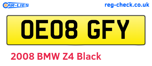OE08GFY are the vehicle registration plates.
