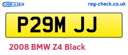 P29MJJ are the vehicle registration plates.