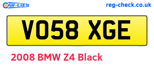 VO58XGE are the vehicle registration plates.