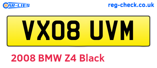 VX08UVM are the vehicle registration plates.