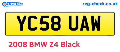 YC58UAW are the vehicle registration plates.