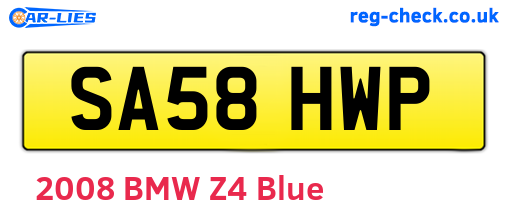 SA58HWP are the vehicle registration plates.
