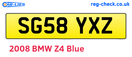 SG58YXZ are the vehicle registration plates.