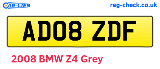 AD08ZDF are the vehicle registration plates.