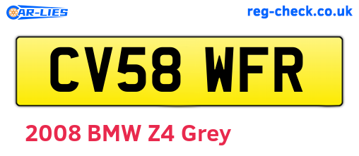 CV58WFR are the vehicle registration plates.