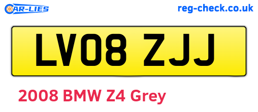 LV08ZJJ are the vehicle registration plates.