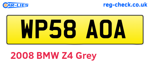 WP58AOA are the vehicle registration plates.