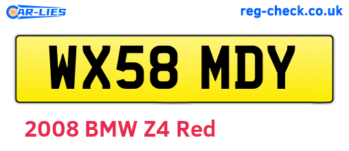 WX58MDY are the vehicle registration plates.