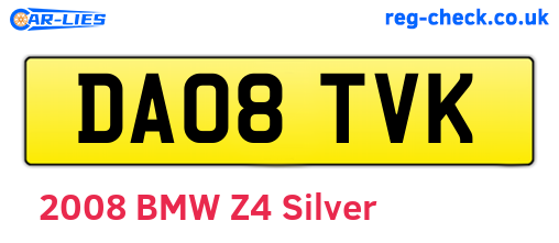 DA08TVK are the vehicle registration plates.