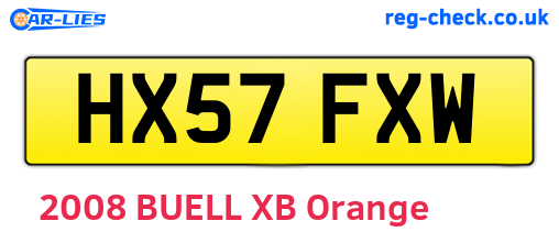 HX57FXW are the vehicle registration plates.