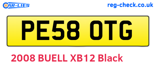 PE58OTG are the vehicle registration plates.