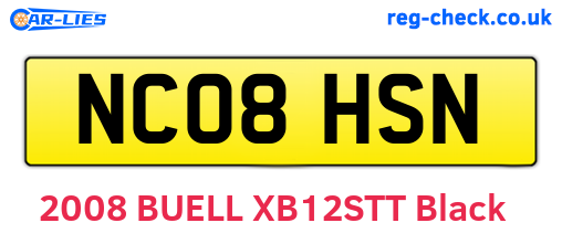 NC08HSN are the vehicle registration plates.