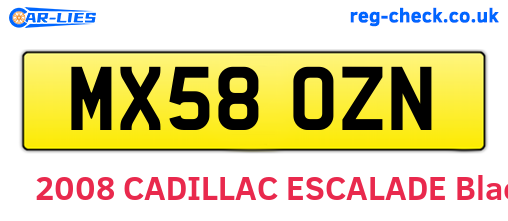 MX58OZN are the vehicle registration plates.
