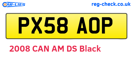 PX58AOP are the vehicle registration plates.