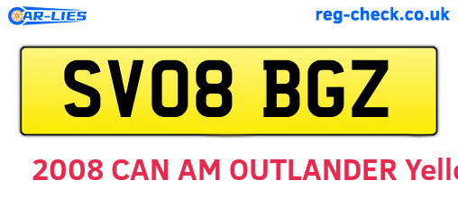 SV08BGZ are the vehicle registration plates.