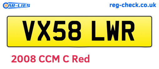 VX58LWR are the vehicle registration plates.