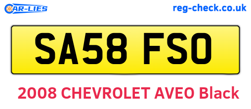 SA58FSO are the vehicle registration plates.