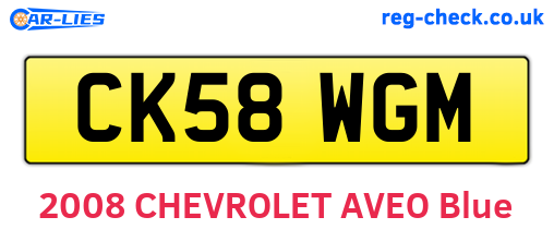CK58WGM are the vehicle registration plates.