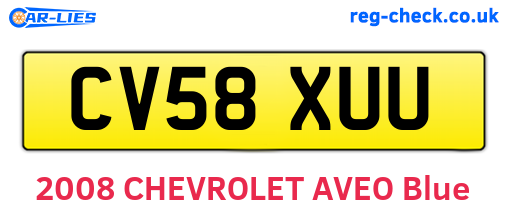 CV58XUU are the vehicle registration plates.
