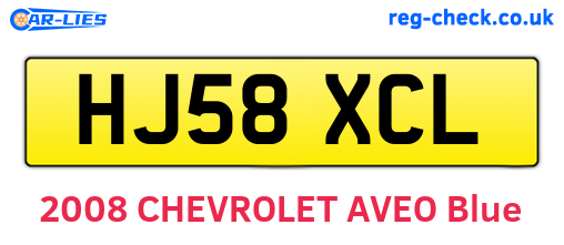 HJ58XCL are the vehicle registration plates.
