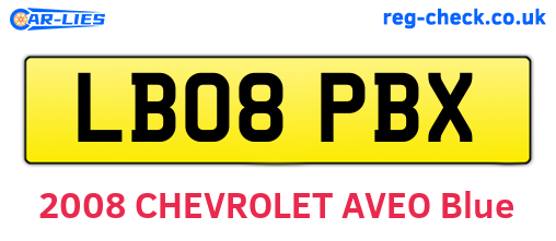 LB08PBX are the vehicle registration plates.
