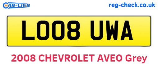 LO08UWA are the vehicle registration plates.