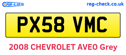 PX58VMC are the vehicle registration plates.