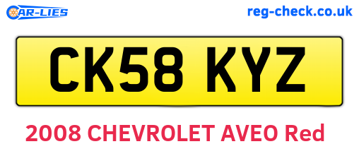 CK58KYZ are the vehicle registration plates.