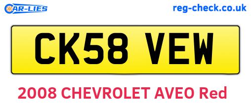 CK58VEW are the vehicle registration plates.