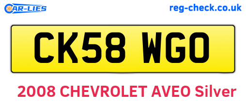 CK58WGO are the vehicle registration plates.