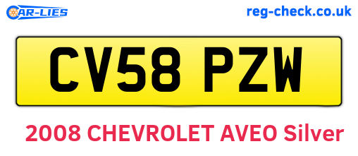 CV58PZW are the vehicle registration plates.