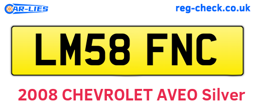 LM58FNC are the vehicle registration plates.