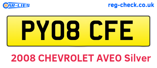 PY08CFE are the vehicle registration plates.