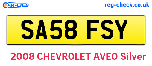 SA58FSY are the vehicle registration plates.
