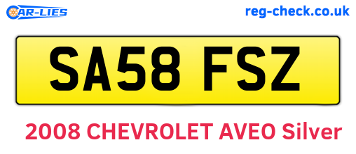 SA58FSZ are the vehicle registration plates.