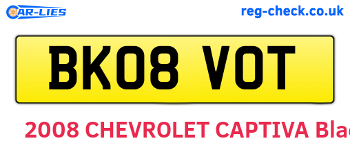 BK08VOT are the vehicle registration plates.