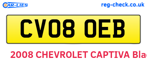 CV08OEB are the vehicle registration plates.